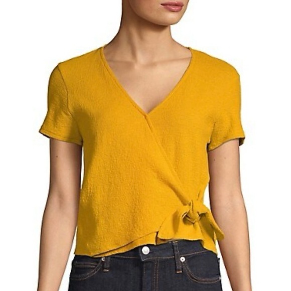 Madewell Tops - Texture and Thread | Madewell Yellow V-Neck Wrap Tie Blouse Top Size Large